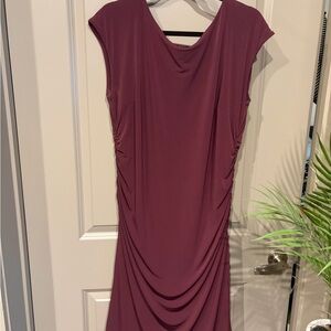 NWOT Ann Taylor Women's Wine Burgundy Draped Ruched Cap-Sleeve Dress
